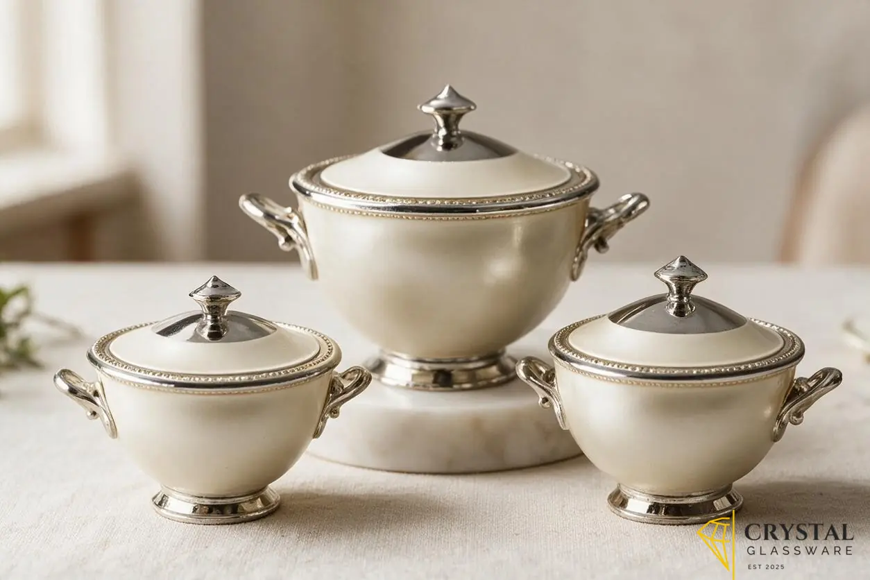 Imported  3Pcs Hot Pot Set 1.2/1.8/3.2L — Crystal Glassware Pakistan